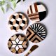 Handmade Black and Brown Round Resin Set of 4 Decorative Table Coasters